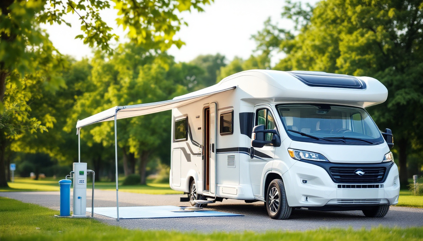 Wohnmobil auf einem Stellplatz – Campingplätze für Wohnmobil mit Strom- und Wasseranschluss